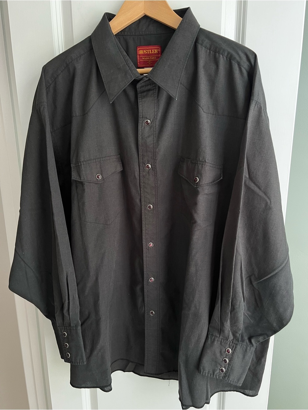 Vintage 80s Rustler Black Pearl Snap Western Shirt Men’s 2XL 20 35 X-Long Tails